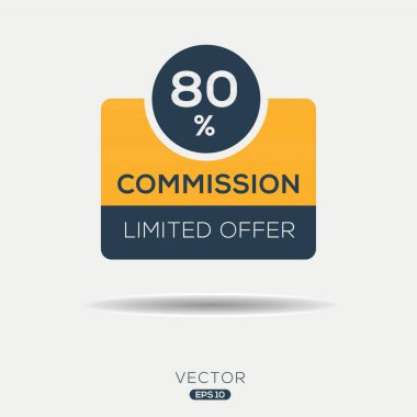 % 80 Komisyon sınırlı teklif, Vektör etiketi.