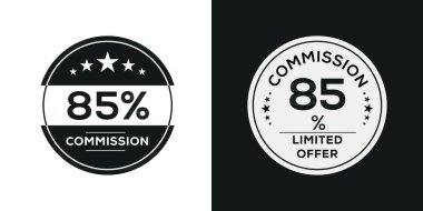 % 85 Komisyon sınırlı teklif, Vektör etiketi.