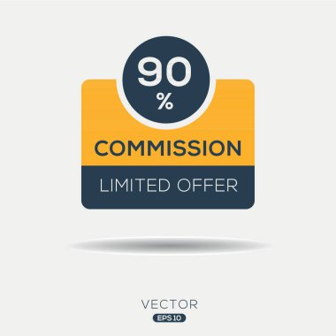 % 90 Komisyon sınırlı teklif, Vektör etiketi.
