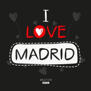 Madrid Yaratıcı etiket metin tasarımı, etiketler, tişörtler, davetiyeler ve vektör illüstrasyonları için kullanılabilir.