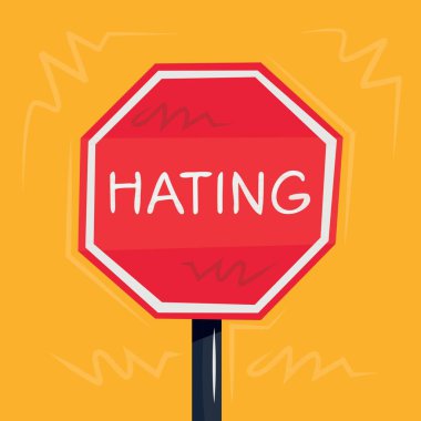 Uyarı işareti, vektör illüstrasyonundan nefret ediyorum.