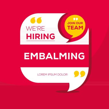 We are hiring (Embalming), Join our team, vector illustration. clipart