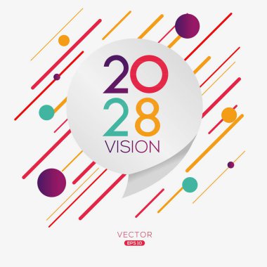 Yaratıcı (2028 vizyon) metin, Vektör illüstrasyonu.