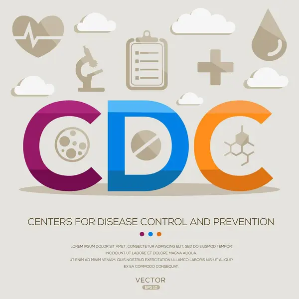 CDC _ Hastalık Kontrol ve Önleme Merkezleri, harfler ve simgeler ve vektör illüstrasyonu.