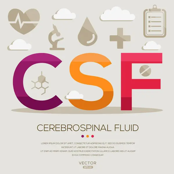 stock vector CSF _ Cerebrospinal fluid, letters and icons, and vector illustration.