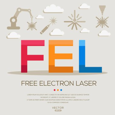 FEL_ free electron laser , letters and icons, and vector illustration. clipart