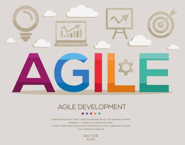 Çevik _ Çevik geliştirme, harfler ve simgeler, ve vektör illüstrasyonu.