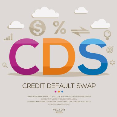 CDS - kredi öntanımlı takas, harfler ve simgeler ve vektör illüstrasyonu.