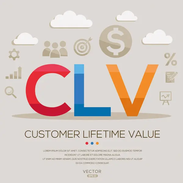 Stock vector CLV _ customer lifetime value, letters and icons, and vector illustration.