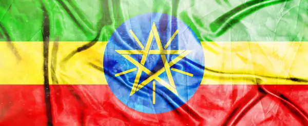 Stock image Ethiopia flag, Realistic waving fabric flag, Flag Background texture, 3d illustration.