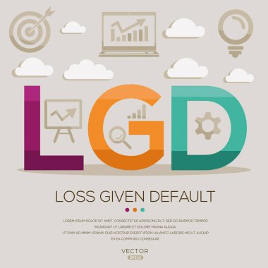 Öntanımlı olarak verilen LGD _ kaybı, harf ve simgeler ve vektör illüstrasyonu.