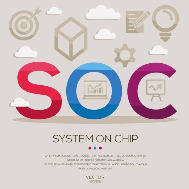 SOC _ System on chip, letters and icons, and vector illustration. clipart