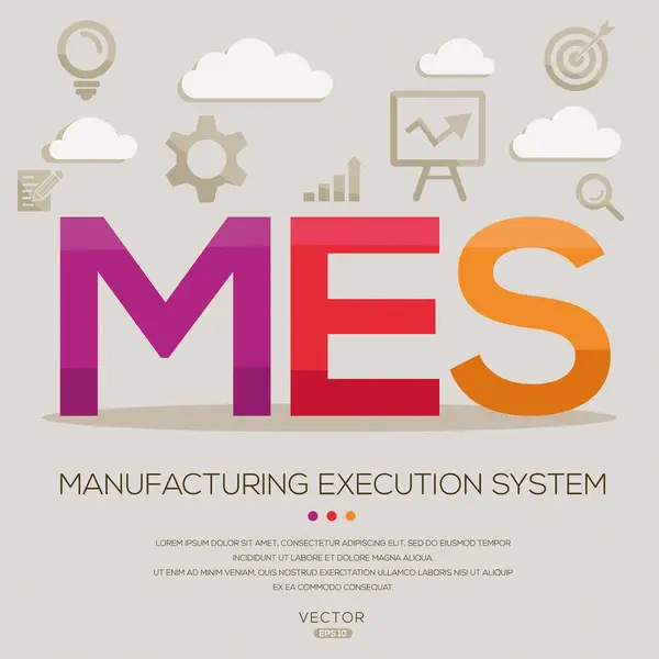 stock vector MES _ Manufacturing execution system, letters and icons, and vector illustration.