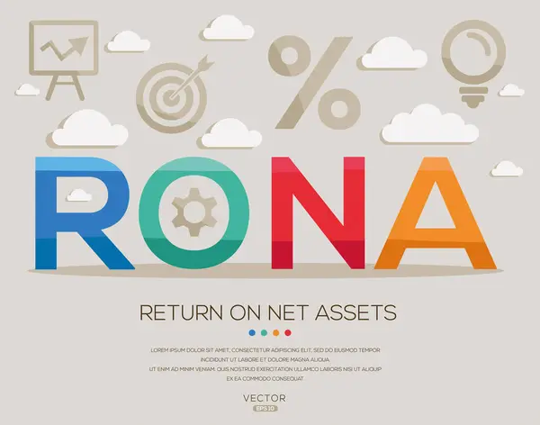 stock vector Rona _ Return on net assets, letters and icons, and vector illustration.