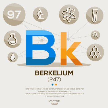 BK (Berkelium)The periodic table element, letters and icons, Vector illustration. clipart
