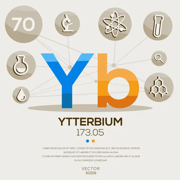 stock vector YB (Yttrium)The periodic table element, letters and icons, Vector illustration.