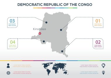 Kongo haritası Infographic harita tasarımı, Vektör illüstrasyonu.