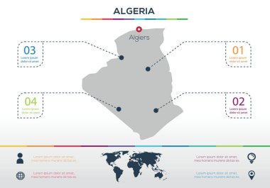 Cezayir haritası Infographic harita tasarımı, Vektör illüstrasyonu.