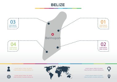 Harita Bilgisel harita tasarımı, Vektör illüstrasyonunu Belize et.