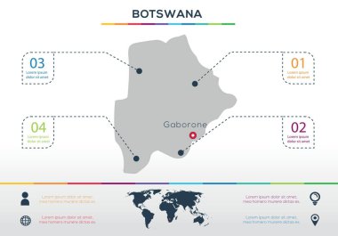 Botswana harita Bilgisel harita tasarımı, Vektör illüstrasyonu.