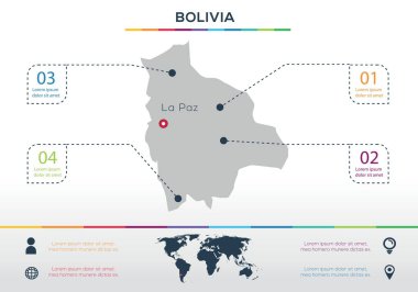 Bolivya haritası Infographic harita tasarımı, Vektör illüstrasyonu.