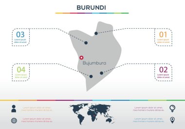 Burundi harita Bilgisel harita tasarımı, Vektör illüstrasyonu.