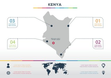 Kenya haritası Infographic harita tasarımı, Vektör illüstrasyonu.