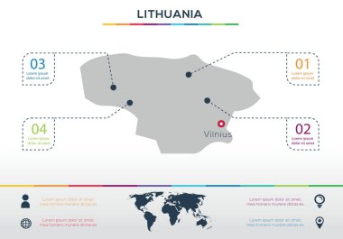 Litvanya haritası Infographic harita tasarımı, Vektör illüstrasyonu.