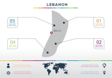 Lübnan haritası Infographic harita tasarımı, Vektör illüstrasyonu.