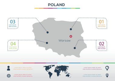 Polonya haritası Infographic harita tasarımı, Vektör illüstrasyonu.