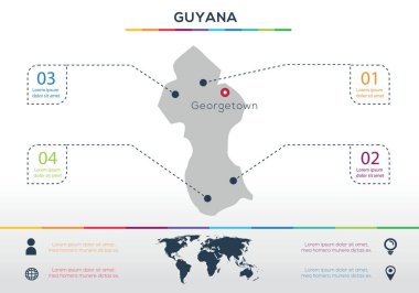 Guyana harita Bilgisel harita tasarımı, Vektör illüstrasyonu.