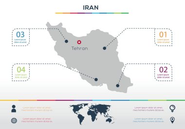 İran haritası Bilgisel harita tasarımı, Vektör illüstrasyonu.