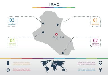 Irak haritası Bilgisel harita tasarımı, Vektör illüstrasyonu.
