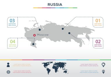 Rusya harita Bilgisel harita tasarımı, Vektör illüstrasyonu.
