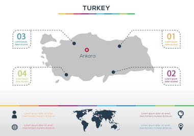Türkiye haritası Bilgisel harita tasarımı, Vektör illüstrasyonu.