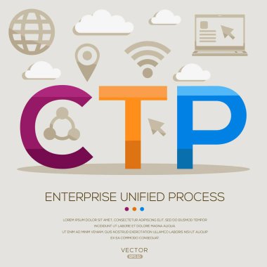 CTP _ Bileşik Teorik Performans, harfler ve simgeler, ve vektör illüstrasyonu.