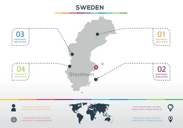 stock vector Sweden map Infographic map design, Vector illustration.