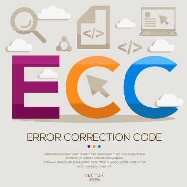 ECC _ Error Correction Code, letters and icons, and vector illustration. clipart