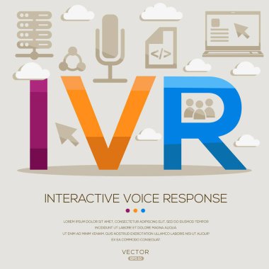 IVR _ Etkileşimli Ses Yanıtı, Harfler ve simgeler, ve vektör illüstrasyonu.