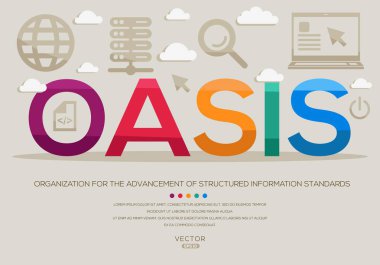OASIS _ Yapısal Bilgi Standartlarının Gelişimi, Harfler ve Simgeler ve Vektör İllüstrasyonları Organizasyonu.