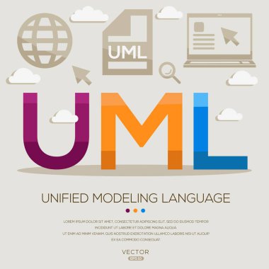 UAT _ Kullanıcı Kabul Testi, harfler ve simgeler ve vektör illüstrasyonu.