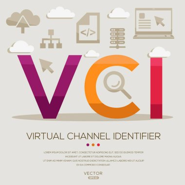 VCI _ Sanal Kanal Tanımlayıcısı, Harfler ve simgeler, ve vektör illüstrasyonu.