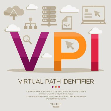 VPI _ Sanal Yol Tanımlayıcısı, Harfler ve simgeler, ve vektör illüstrasyonu.