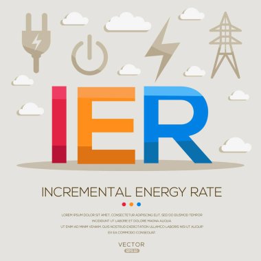 IER _ Incremental Energy Rate , letters and icons, and vector illustration. clipart