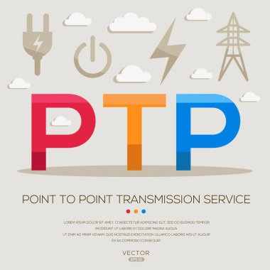 PTP _ Point İletim Servisi, harfler ve simgeler, ve vektör illüstrasyonu.