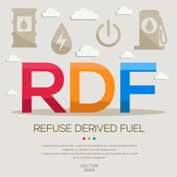 stock vector RDF _ refuse derived fuel , letters and icons, and vector illustration.