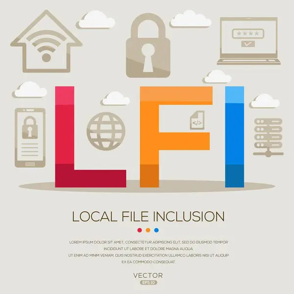 stock vector LFI _ Local File Inclusion, letters and icons, and vector illustration.