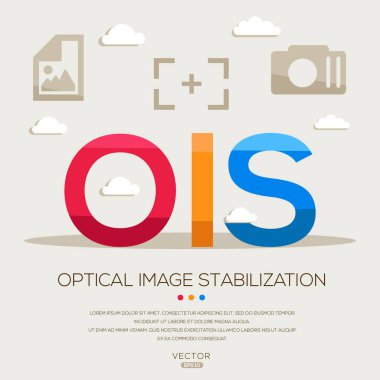 OIS _ Optik resim stabilizasyonu, harfler ve simgeler, ve vektör illüstrasyonu.