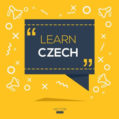 Konuşma balonunda yazılmış Çekçe metni, Vektör illüstrasyonunu öğren.