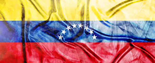 stock image Venezuela flag, Realistic waving fabric flag, Flag Background texture, 3d illustration.